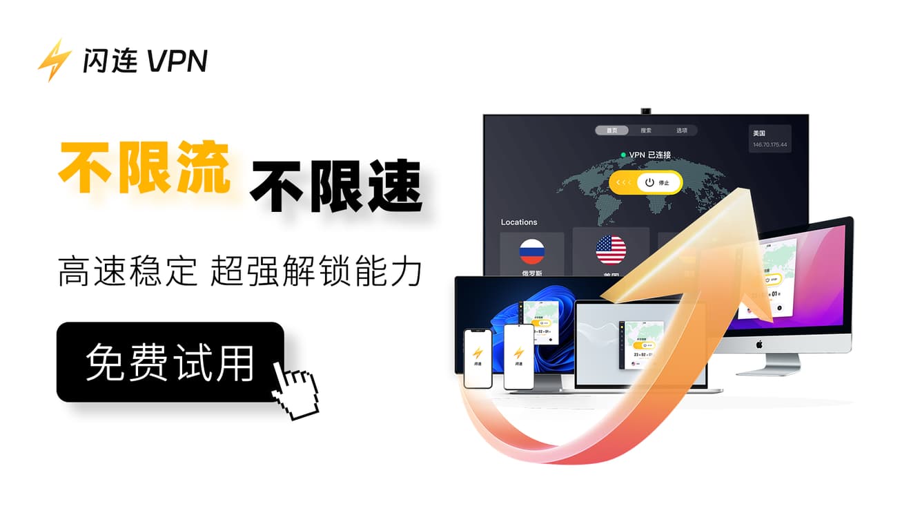 闪连VPN评测2026 — 中国最快、最稳定的翻墙VPN